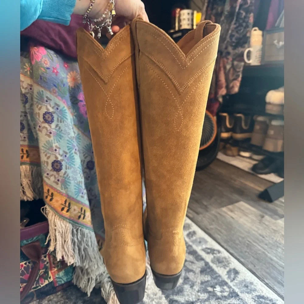Frye Tan Sacha to the Knee Suede Boots